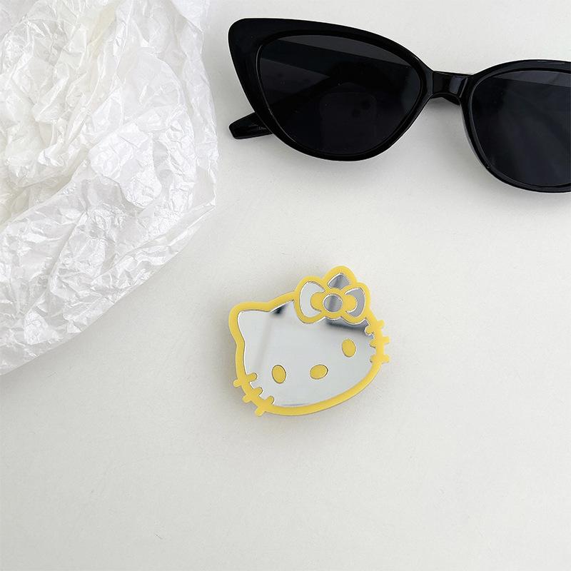 Color Lines Kt Cat Mirror Mobile Phone Airbag Bracket Back Sticker Retractable Portable Niche Lazy Ring Buckle Women'S Model