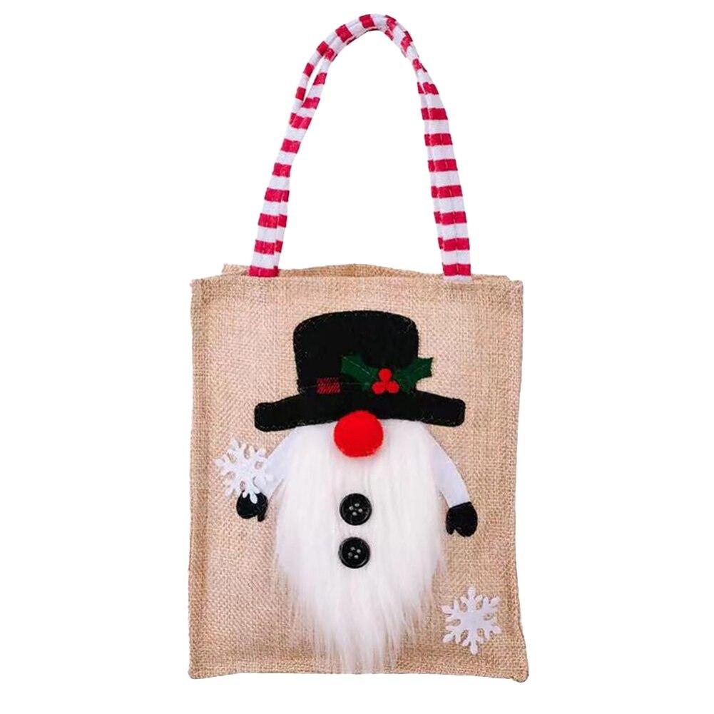 1Pcs Linen Christmas Gift Bag Christmas Candy Cookie Packaging Bag Boxes New Year Party For Snack Present Box Packing Xmas Bags