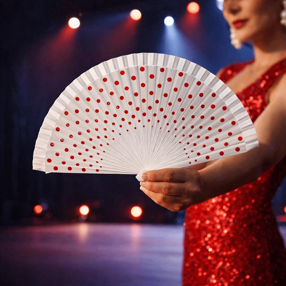 Vintage Flamenco Spanish Folding Fan Wood Handle Decorative Fan Dancing Fan Filming Props