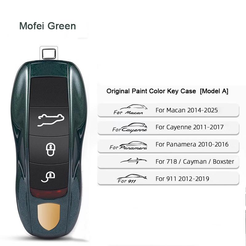 For Porsche Cayenne Mancan Panamera 911 718 Boxster Cayman Taycan 2010-2024 Car Key Paint Case Bordeaux Red Shell Replacement