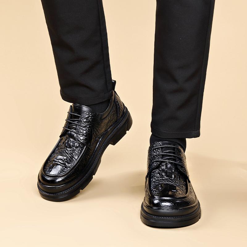 Fashion Men Brogue Shoes Outdoor Leather Thick Sole British High-end Derby Shoes Fashion Office Business Dress Oxford Shoes Men