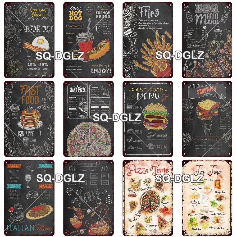 SQDGLZ Vintage Pizza Delicious Food Metal Sign Tin Sign Plate Home Bar Door Wall Decor Sticker Decoration Plaque Poster Gift