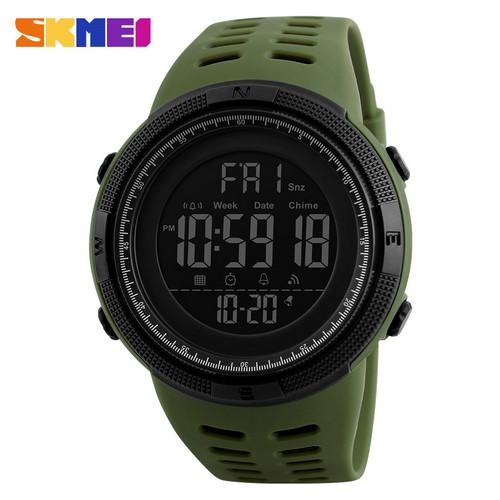SKMEI 1251 Multi-functional PU Strap LED Digital 50M Waterproof Silver Watches Man Fashion Light Week Stop Watch Skmei 1251