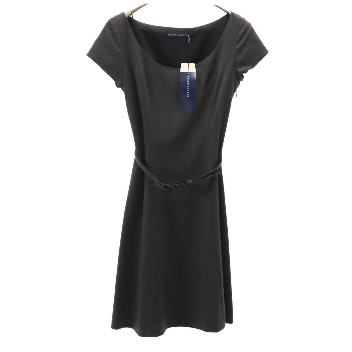 

RALPH LAUREN Неношеное платье из смесовой шерсти с французским рукавом 11 серый С биркой Женщины Б/у