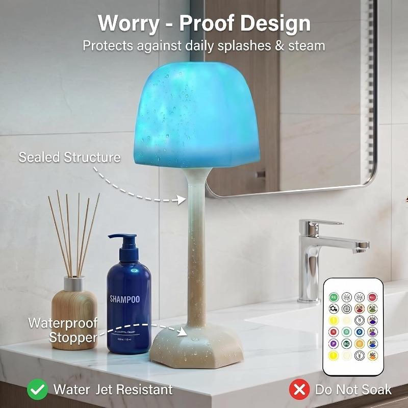 Lampada Impermeabile per Doccia Proiettore Onda Oceanica Luce Galassia Boreale 16 Colori RGB Ricaricabile Telecomando Lampada LED per Doccia Vasca da Bagno Decorazione
