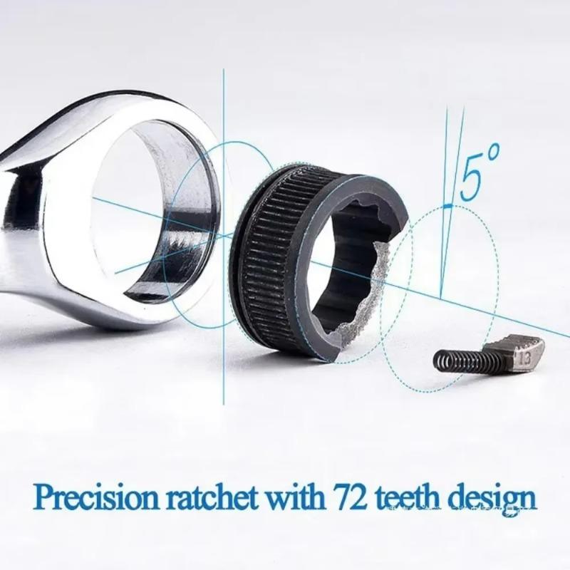 6/8/10/12/15mm CR-V Steel Stubby Ratcheting Combination Wrench Dual-use Reversible Spanner Mini Plum Blossom Hand Spanner