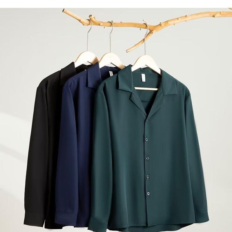 Men's long-sleeved shirt solid color shirt men's slim fit large size shirt jacket