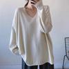 Pullovers Women Long Sleeves Autumn Spring Knitted Blouse Oversized Comfortable Stretch Solid Color V Neck Loose Tops