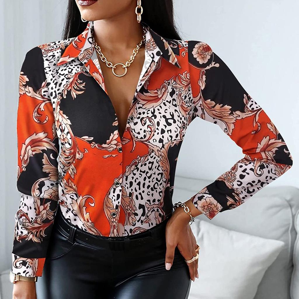 Vintage Blouses For Women Business Casual Long Sleeve Button-Down Shirts Elegant Ladies Plus Size Tunic Tops