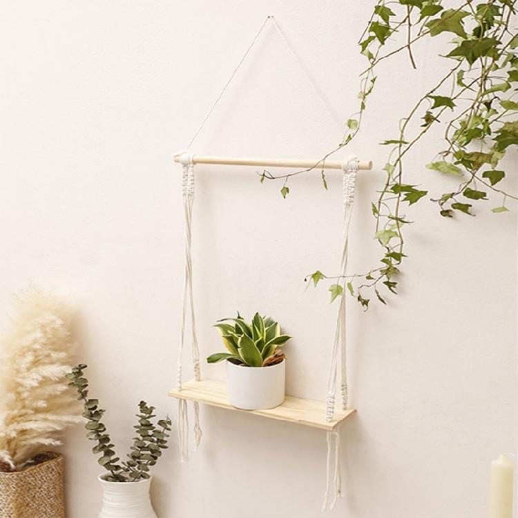 Functional Woven Tapestry Wall Hangings Shelf for Plant Bathroom Bedroom