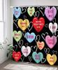 Glad Alla hjärtans dag Söt Duschdraperi för Flickor Älska Mig Kyss Mig Röd Svart Kärlekshjärtan Romantiskt Duschdraperi Set Dekor