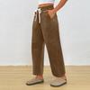 Women's Casual Fashion Solid Color Elastic Waist Drawstring Pockets Wide Leg Straight Pants
