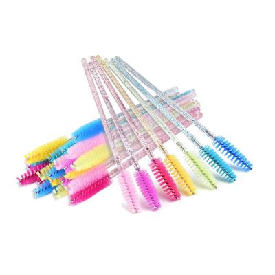 Disposable Crystal Handle Eyelash Brushes, Soft Spiral Mascara Wands, Eyebrow Brush, Lash Extension Tool 50Pcs
