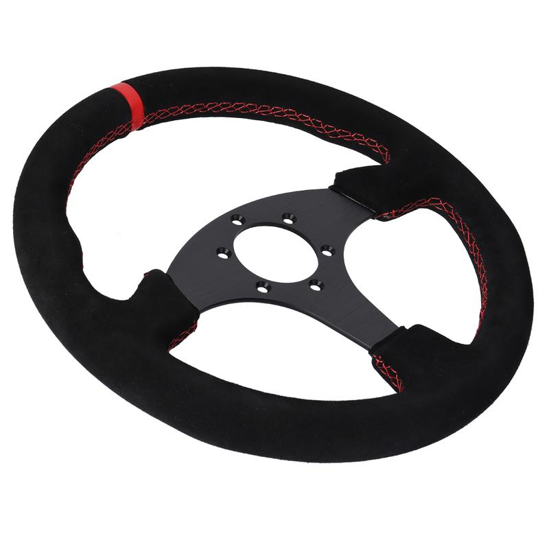 330mm Flat Steering Wheel Suede Aluminum Frame 13 Inch Drift Racing Pc Game Steering Wheel Universal