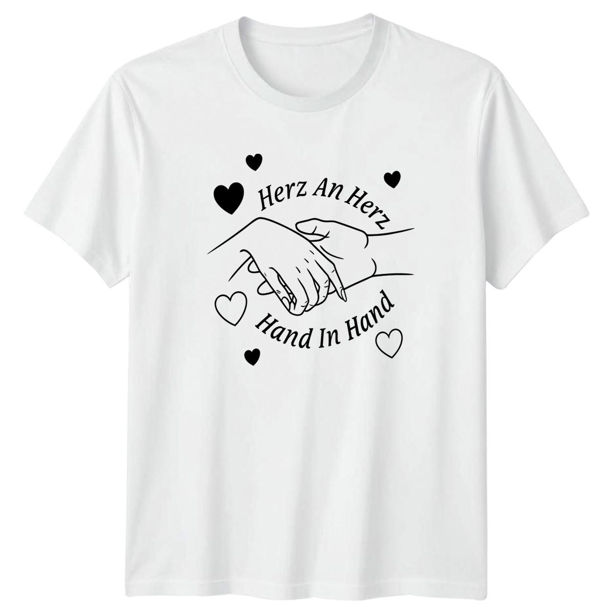 Herz An Herz Hand In T-Shirt German Love Valentines Day Gift For Him And Her XL