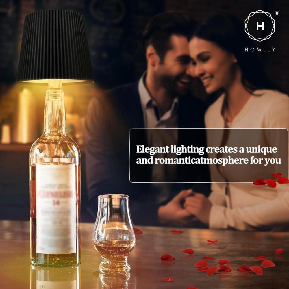 Homlly Touch Control 3 Colors RGB Stepless Dimmable LED Wireless Bottle Lamp Shade