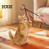 Feather Teaser for Indoor Cats Halloween Cat Wand Toy, Interactive Toy with Feathers And Bell, Spider Skull Pumpkin Designs, Ribbon Holiday