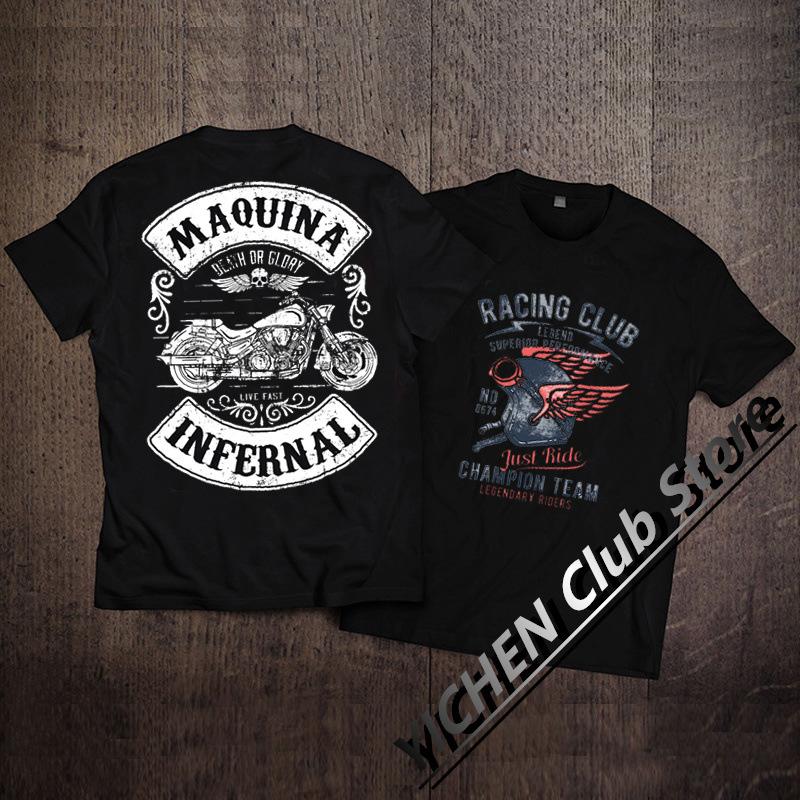 Europäisches und amerikanisches Motorrad Heavy Duty Kurzarm-T-Shirt Herren Rock Max Retro Baumwolle Harley Motorrad Print Herren Top