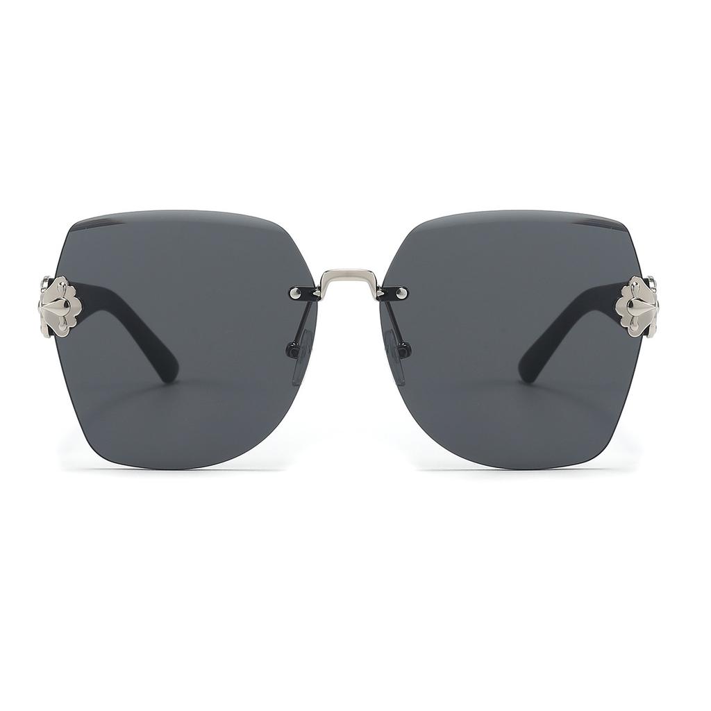 new large frame light luxury frameless fashionable sunglasses for women UV protection small sunglasses(DS-2402)
