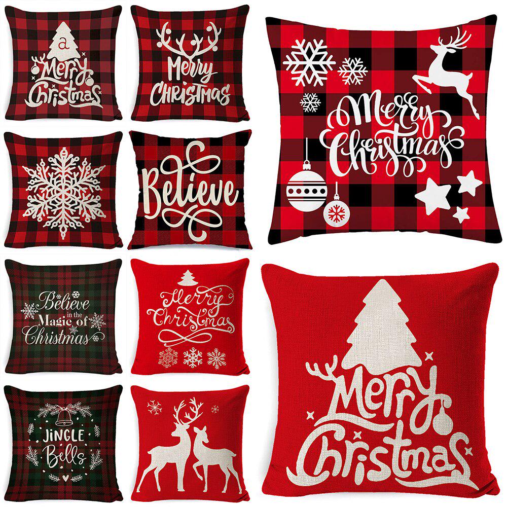 Cheap Christmas Cushion Cover Cotton Linen 18*18 In Pillowcase Sofa Bed