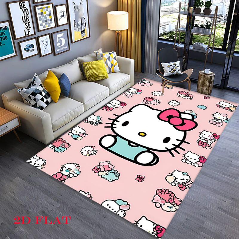 Hello Kitty Neon Stripes carpet Camping Trip Suitable For All Seasons Nap carpet Outdoor Plush carpet Bedroom