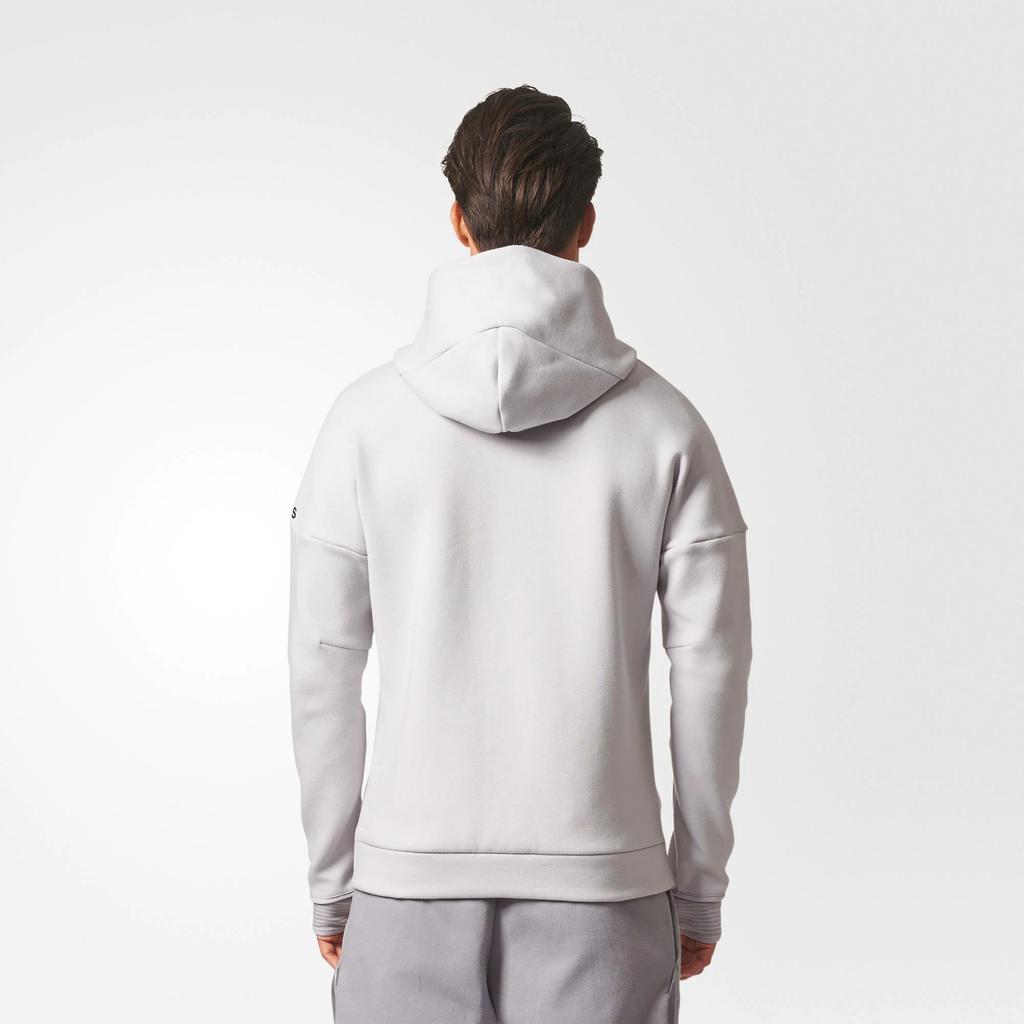 Adidas Logo Print Solid Hooded Jacket Men Outerwear Light-Grey BQ0074