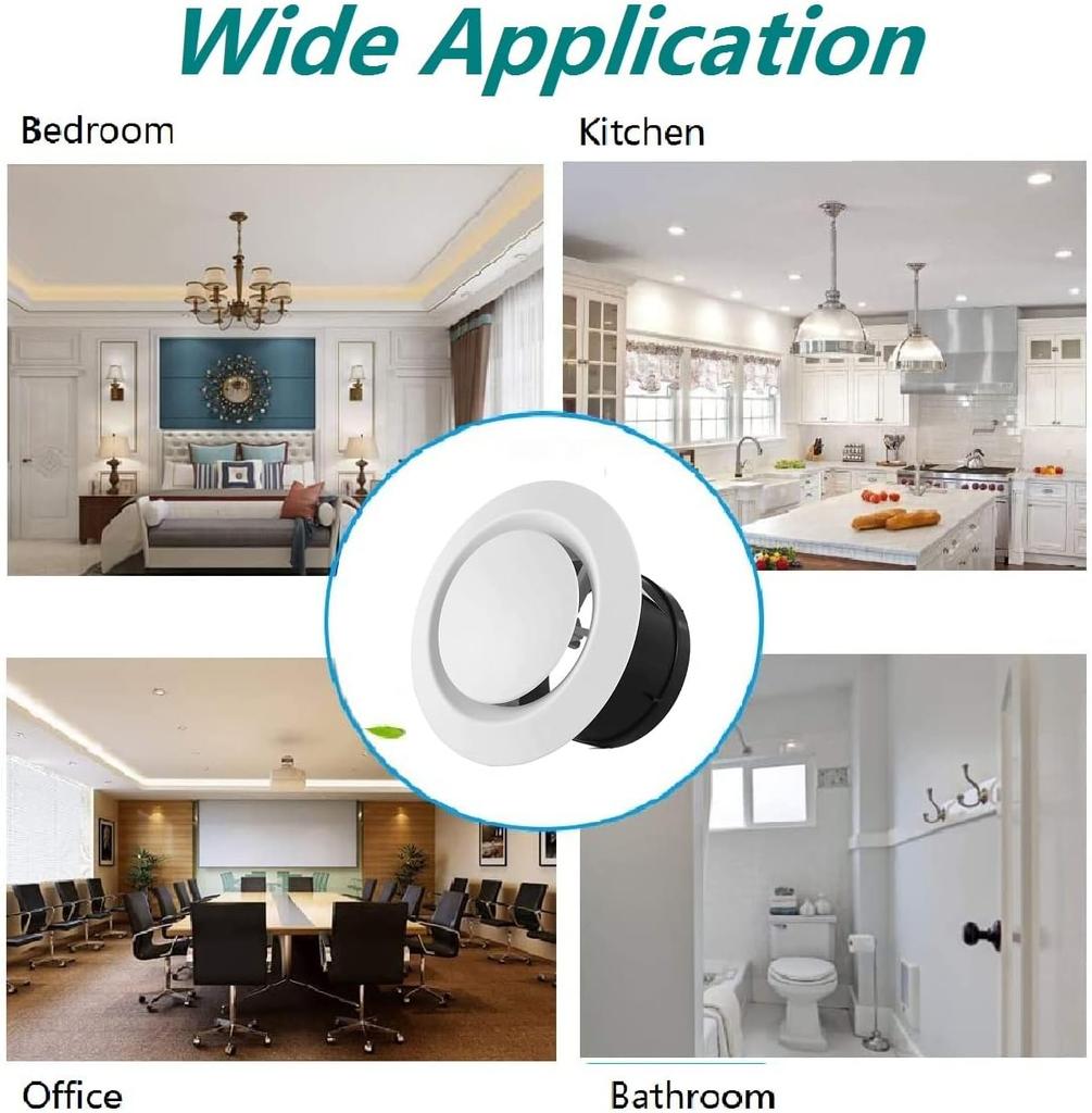 ABS Adjustable Air Vent White Round Soffit Exhaust Vent for Inline Duct Fan Outlet Vent 7.5-20cm