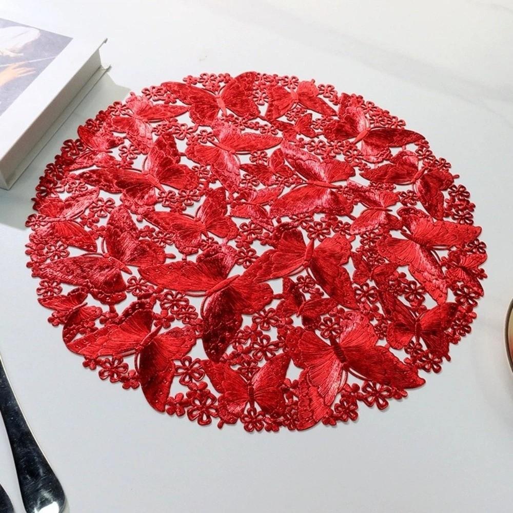 4 Pièces Sets de Table à Manger Papillon Creux Sets de Table Rondes pour Vaisselle Tapis Thermoisolant Table à Manger