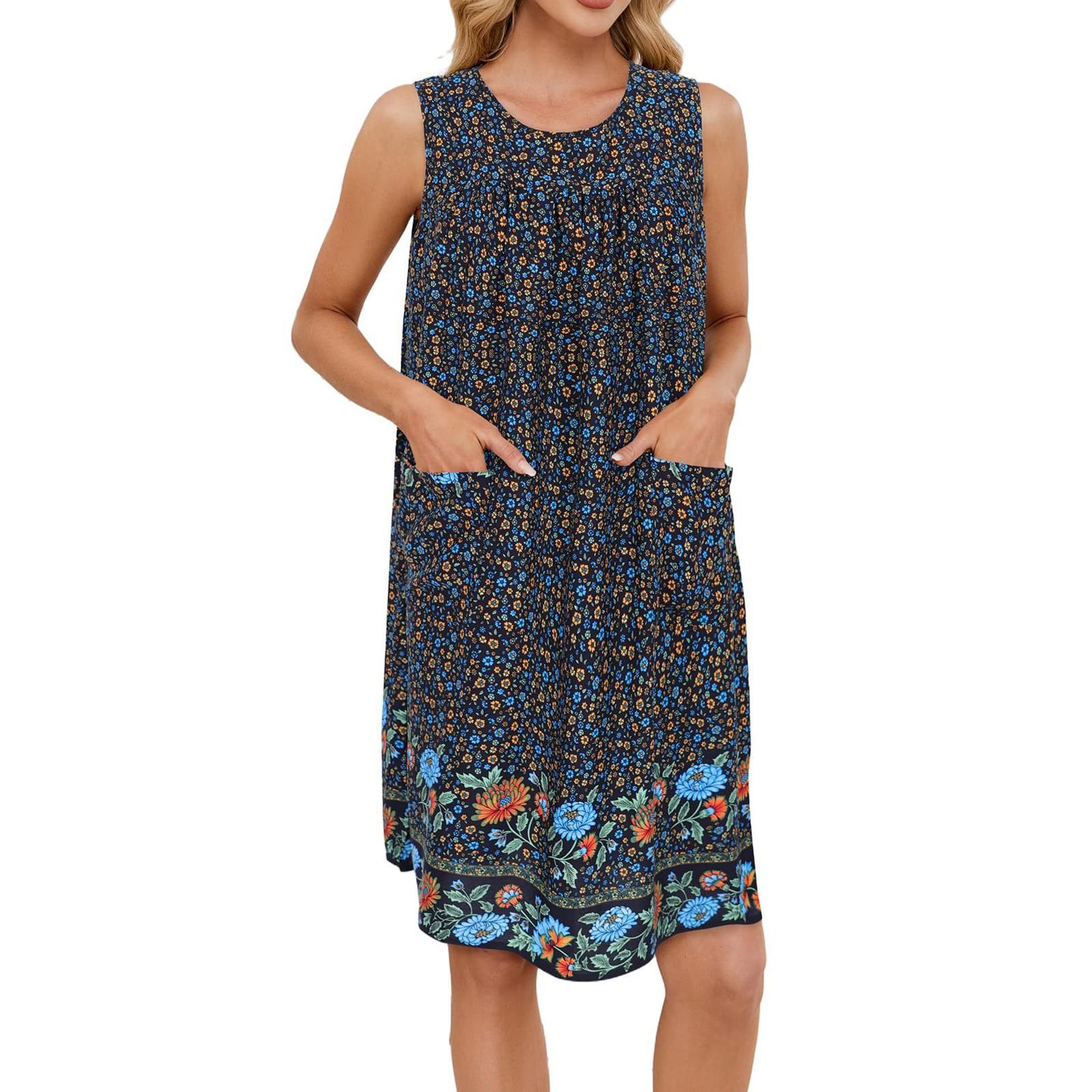 

Женское повседневное модное сексуальное платье с круглым вырезом без рукавов с цветочным принтом L чёрный