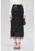 Women's Solid Color Sequin Tassel Long Pencil Skirt with Slit - European & American Fashion
