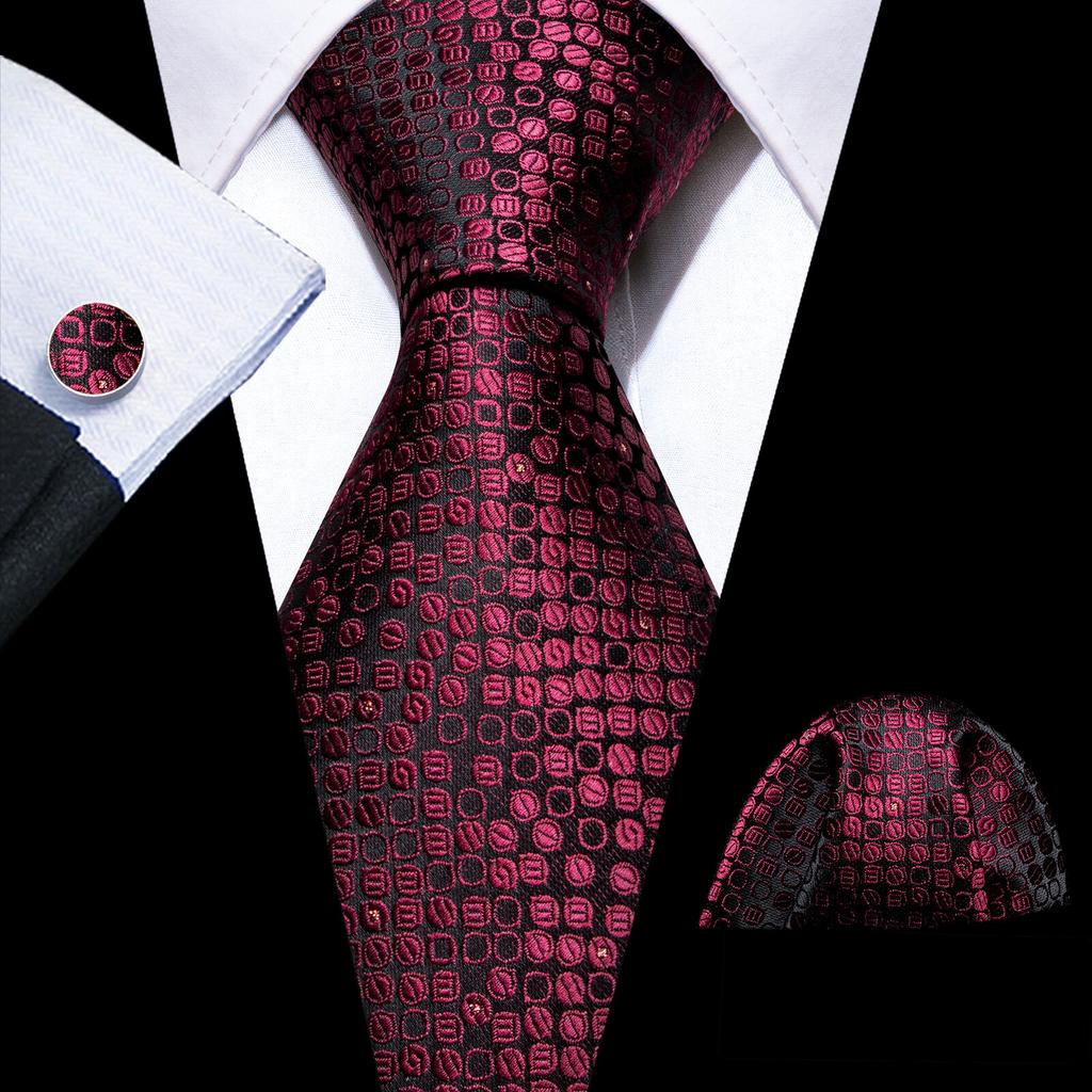 Barry.Wang Floral Ties for Men Woven Paisley Wedding Necktie Handkerchief Cufflinks Formal Casual Set