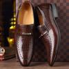 Fashion Men's Business Leather Shoe Trendy Embossed Leather Shoes for Men Thick-soled Non-slip Formal Shoes Horseshoe Heel Party Shoes
