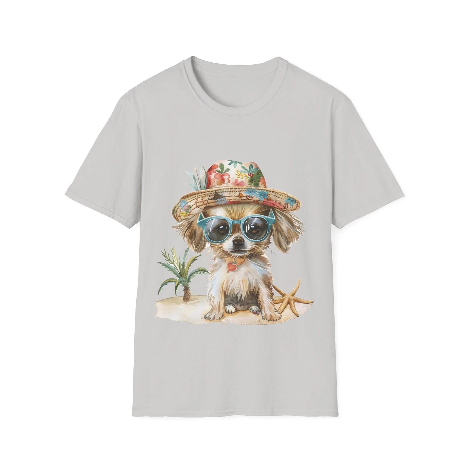 Summer Dog Shirt Funny Dog Lover Summer T-Shirt Beach Dog Shirt L