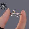 925Pure Silver Hypoallergenic Fresh Ultra-shiny Colorful Butterfly Open Ring, Light Luxury Niche Design, High-end Exquisite Gift for Best Friends,