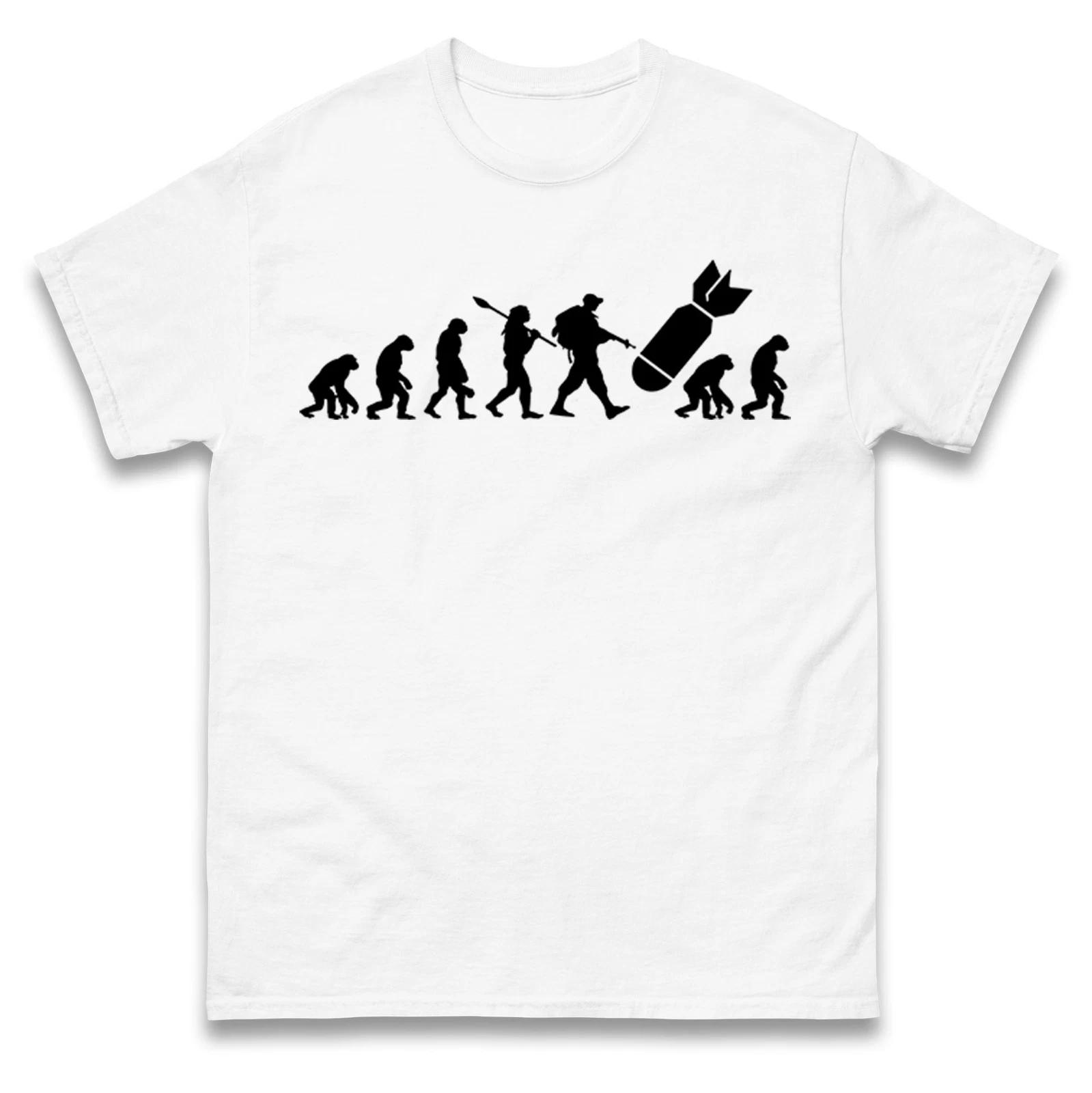 Evolution Again T-Shirt, Apocalypse Tee, Men s Funny Armageddon War Peace Tee M