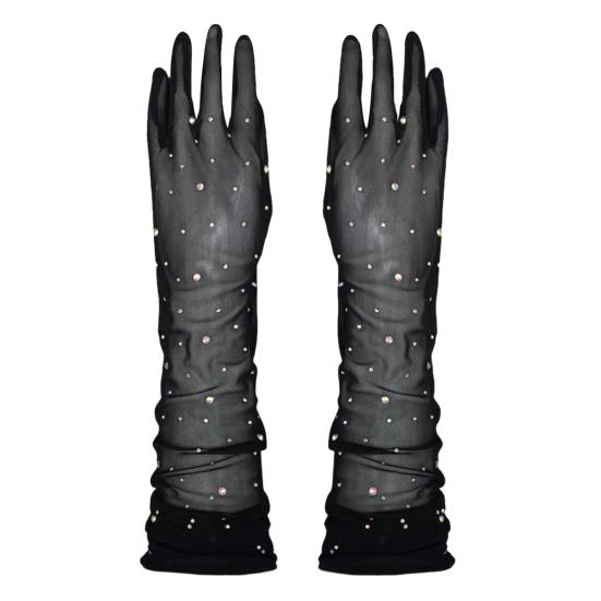 Bridal Lace Gloves Five-Finger Sheer Wedding Gloves Elegant Long Short Mesh Gloves for Women Tea Party Cocktail Party Prom