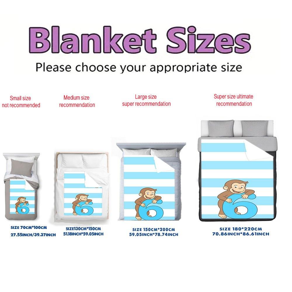 1pcCute Monkey Number 6 Print Flannel Throw Blanket – Fun Gift for Home Office Sofa Car Nap