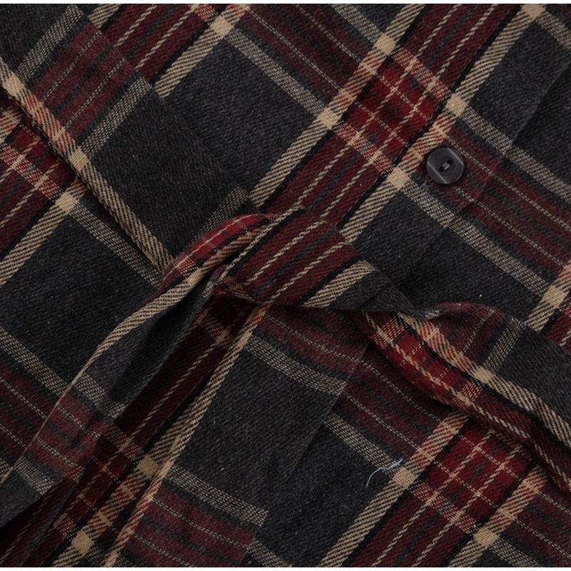 Loose Plaid Long Sleeve Shirt and Half Skirt Set Women's Versatile Turn-down Collar Wide Waist Belt 2025 Spring New