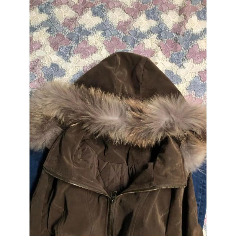 Winter American Vintage Fashion Harajuku Hooded Jacket Women Slim Brown Fur Collar Short Coat Casual Streetwear Chic Outerwear