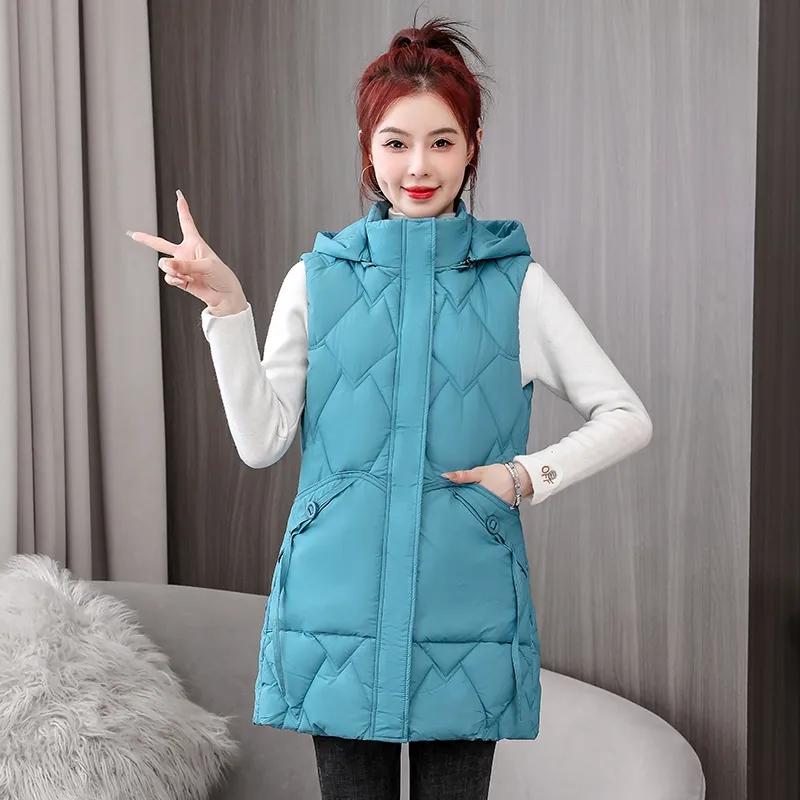 Autumn Winter Appear Thin All-Match Down Cotton Women's Sleeveless Vest Coat Casual Versatile Warm Female Waistcoat Jacket