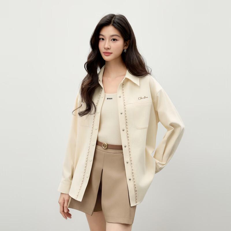 Qiusui Yiren Women s Versatile Lapel Ribbon Shirt L