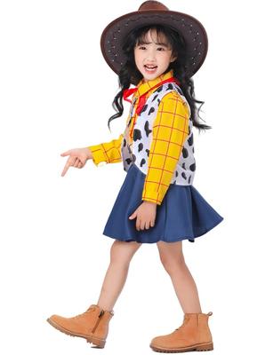 [SCLYX] Kostým Woody pro dívky, Roztomilý halloweenský kostým, Ideální pro předškolní věk, Akce nebo Halloween (#23065) (Dívky, Výška 120 cm)