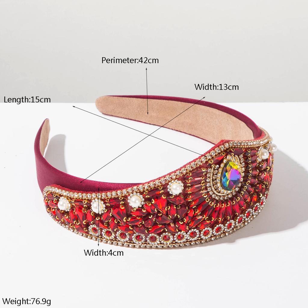 Schwere Arbeit Krone Stil Kristall Stirnband Sonnenstrahl Muster Großer Strass Haarreifen Statement Schönheitswettbewerb Diademe Haarband