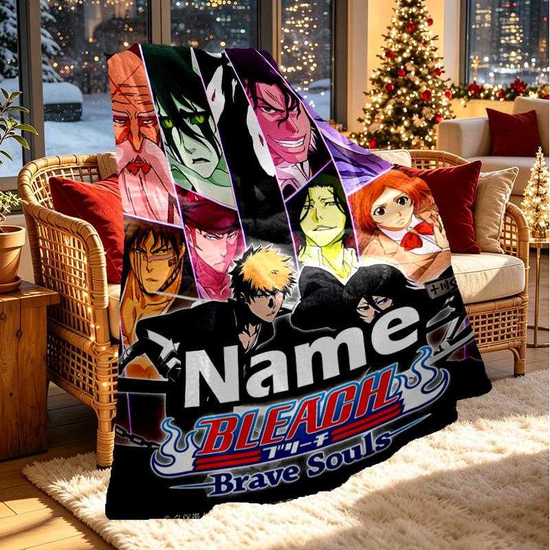 Custom Name Personalized BLEACH Print Blanket, Home Decor, Bedroom, Sofa, Camping, Couch, Gifts for Birthday ChristmasEnthusiasts