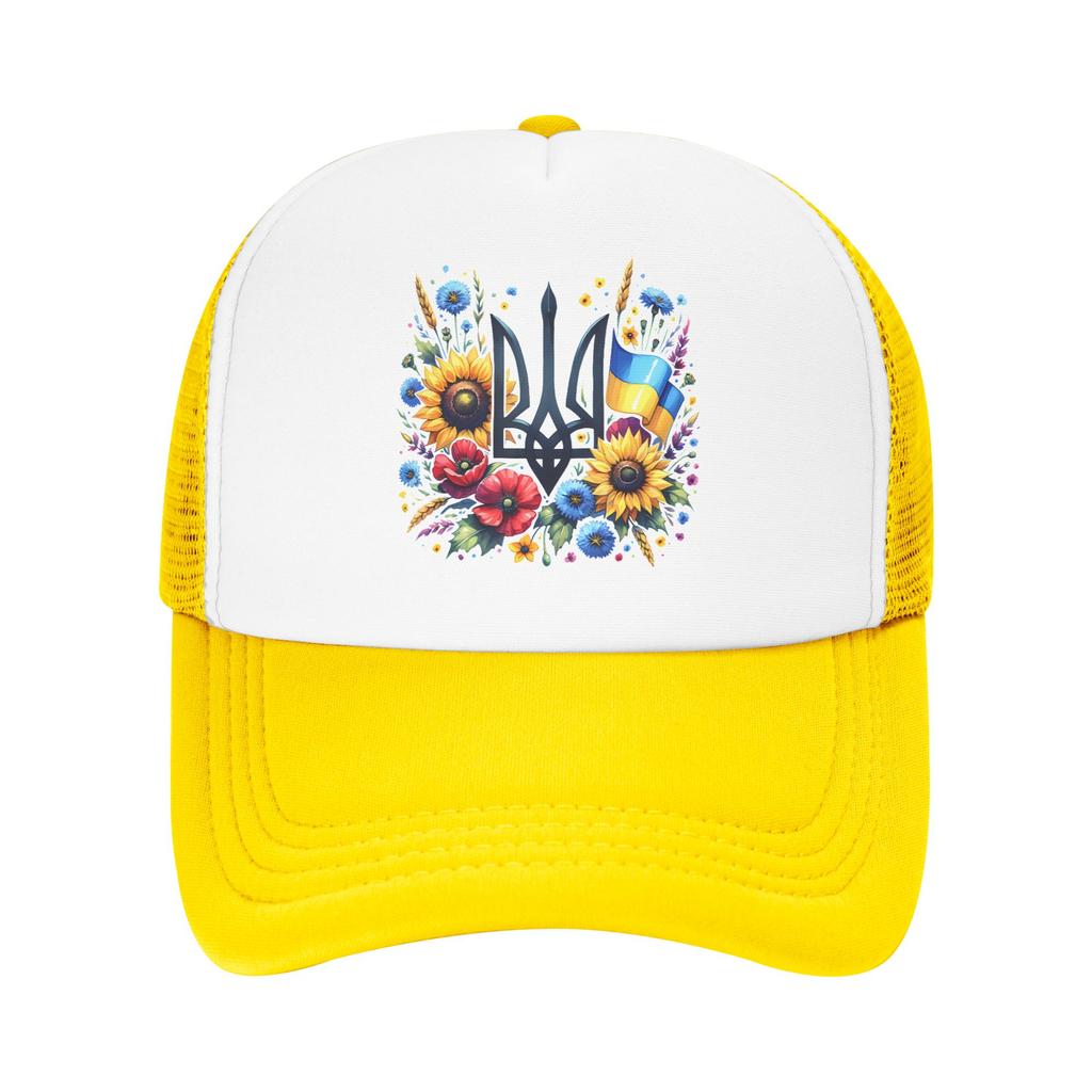 Ukrainian Trident Tryzub Ukraine Mesh Baseball Cap Adult Sport Trucker Worker Cap Dad Hat Sports Cap Summer Trucker Hats