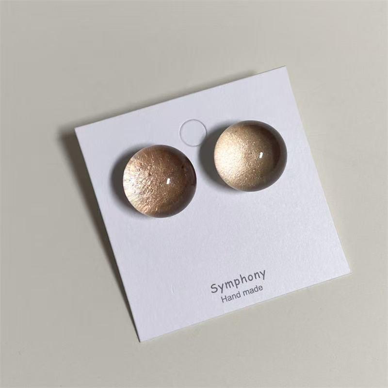 Boucles d'oreilles Clous Perles Rondes Colorées Éclaircissantes Automnales - Design de Niche Élégant 2026