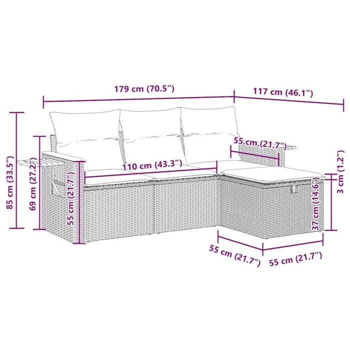 VidaXL Garden Lounge Set with Cushions 4 Pcs Beige Braided Resin 3325950