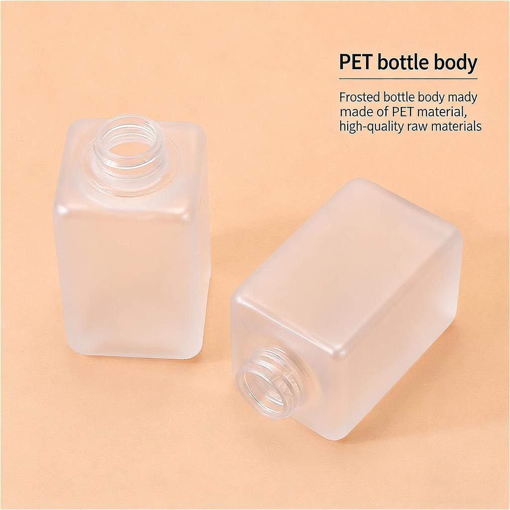 125ml Frosted PET Square Lotion Bottle with Pump, Refillable Empty Cosmetic Container for Skincare Body Lotion