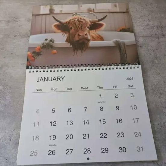 Highland Cow Calendar 2026 Scottish Cow Wall Calendar Hanging Monthly Planner Animal