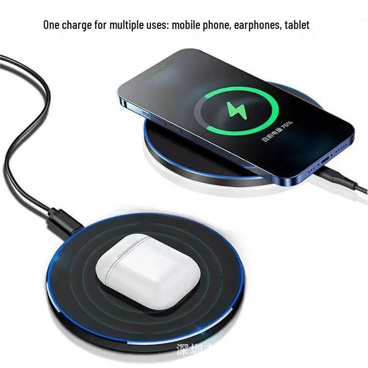 Round Wireless Charger Pad, Fast Charging 15W/30W/50W/100W, Compatible with Apple, Huawei, Samsung.
